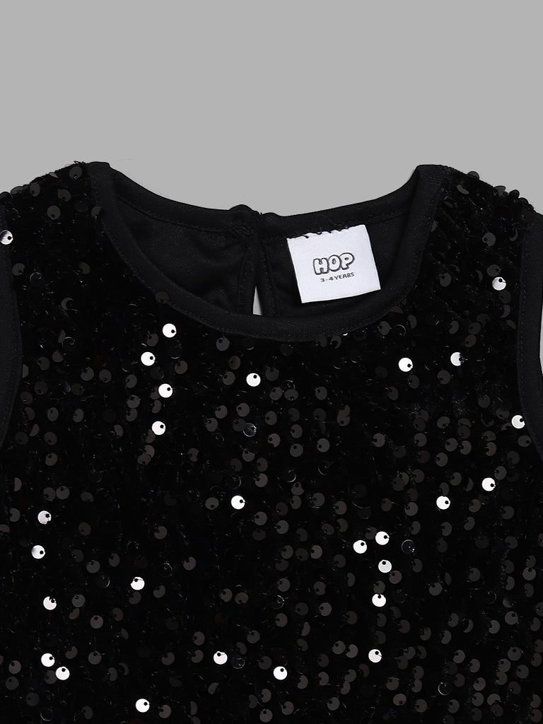 HOP Kids Black Sequence Embellished Dress