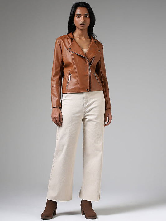 LOV Tan Brown Biker Jacket