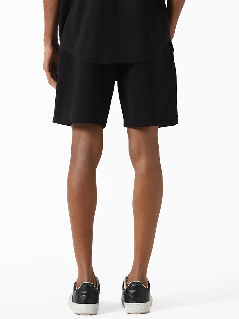 Studiofit Black Relaxed-Fit Mid-Rise Shorts