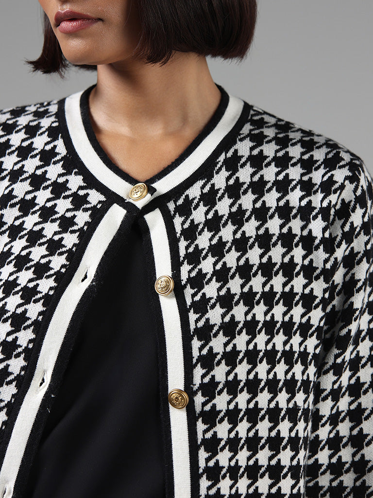 Wardrobe Black Houndstooth Printed Cardigan