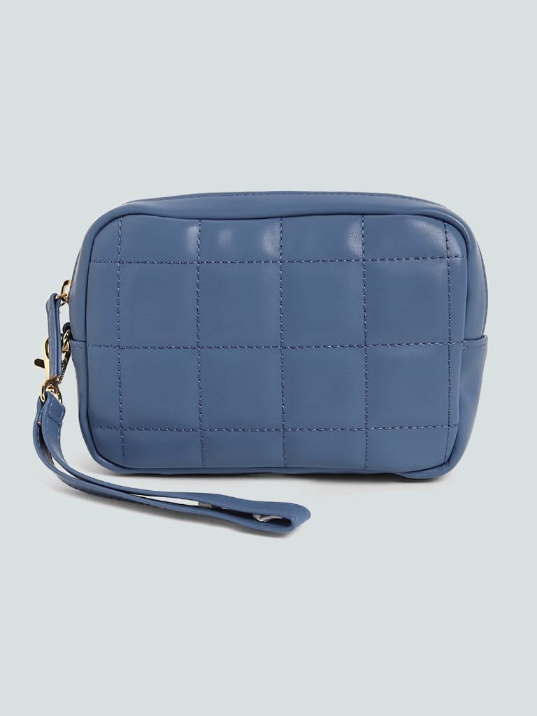 Studiowest Dark Blue Quilted Square Pouch - Medium