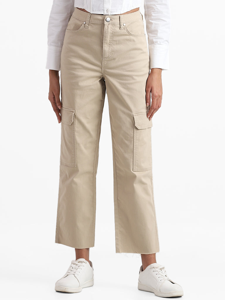 Nuon Beige Slim - Fit Mid - Rise Jeans