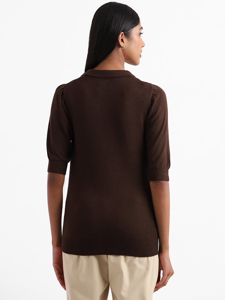 Wardrobe Plain Brown Semi-Formal Top