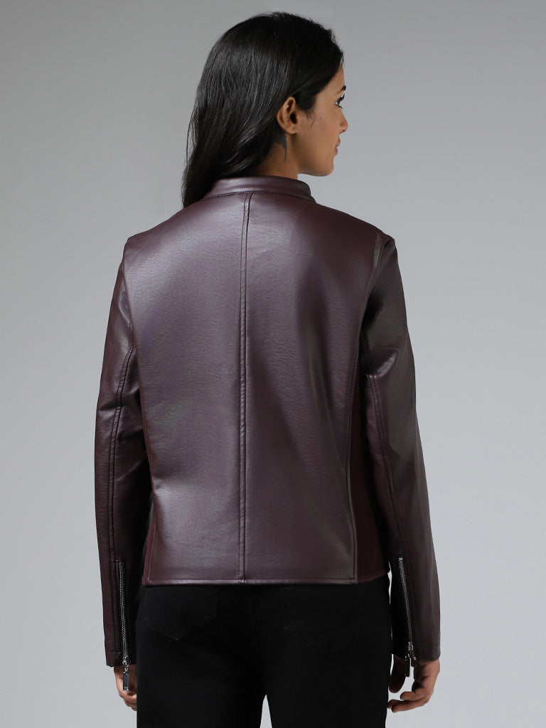 LOV Solid Wine Biker Jacket