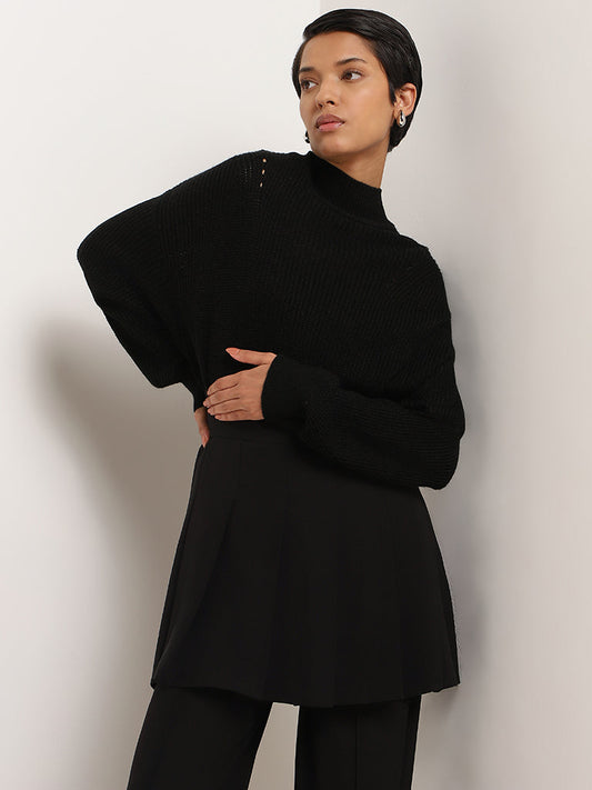 LOV Black Drop Shoulder Sweater