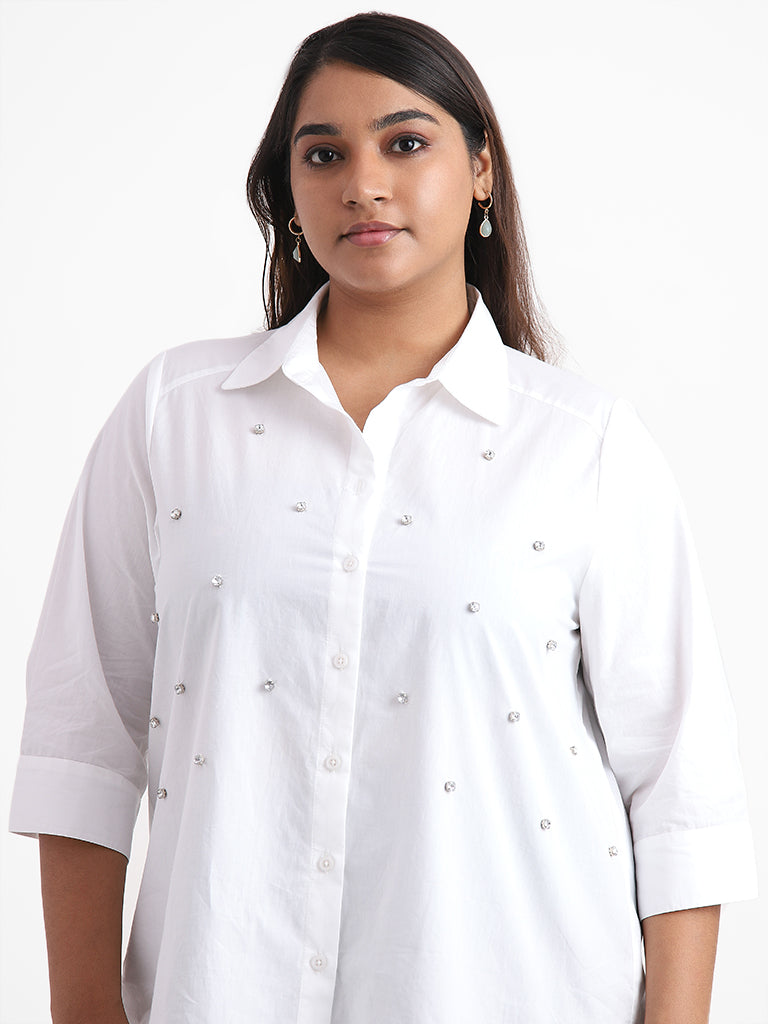 Gia White Embellished Shirt