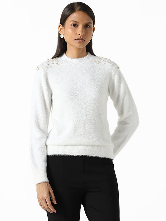 Wardrobe White Pearl Detail Sweater