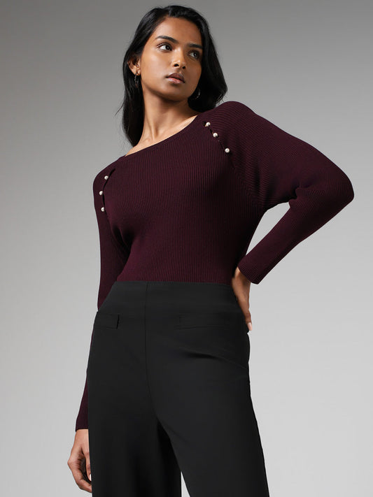 Wardrobe Purple Stone Accent Sweater