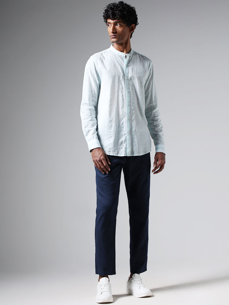 ETA Powder Blue Striped Cotton Resort-Fit Shirt