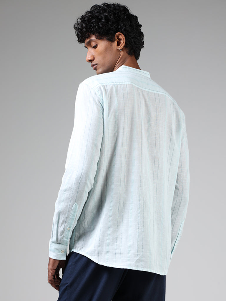 ETA Powder Blue Striped Cotton Resort-Fit Shirt