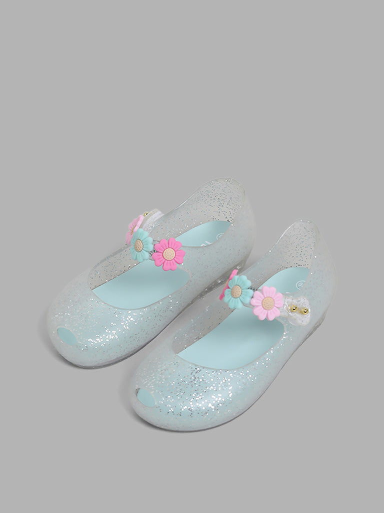 Yellow Mint Transparent Shimmer Ballerina Shoes