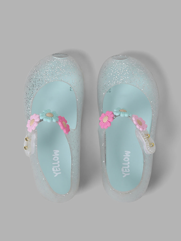 Yellow Mint Transparent Shimmer Ballerina Shoes