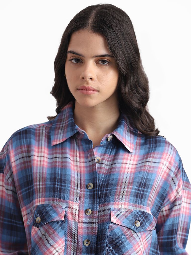 Nuon Blue & Pink Checkered Shirt