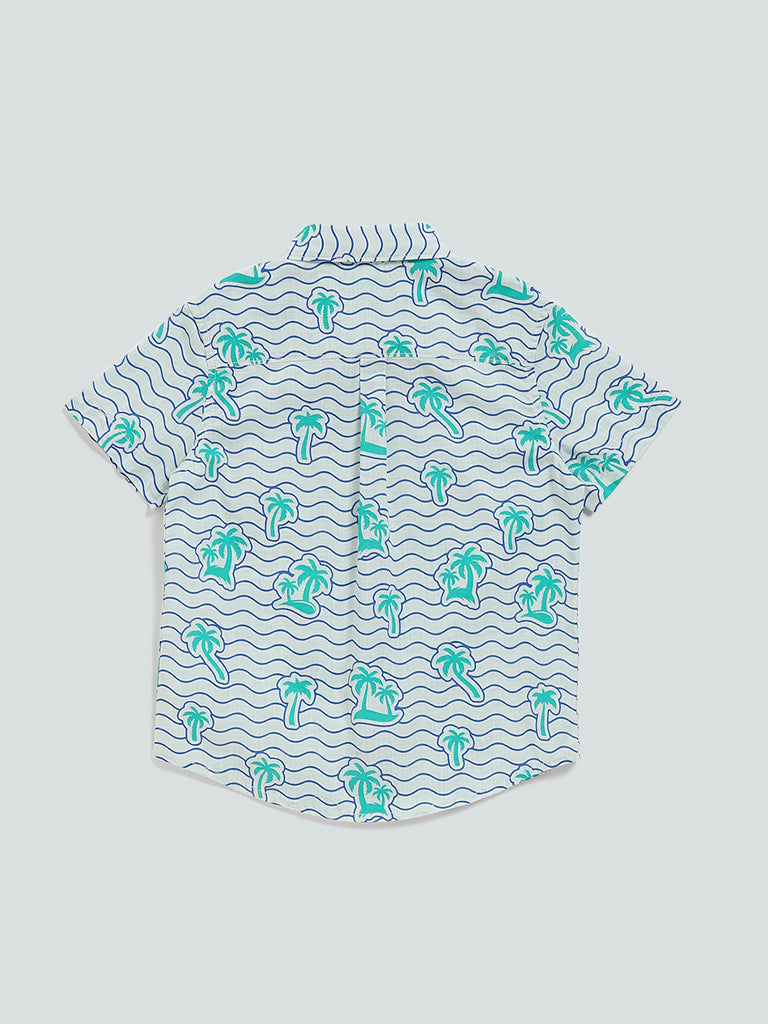 HOP Kids Sage Green Printed Shirt