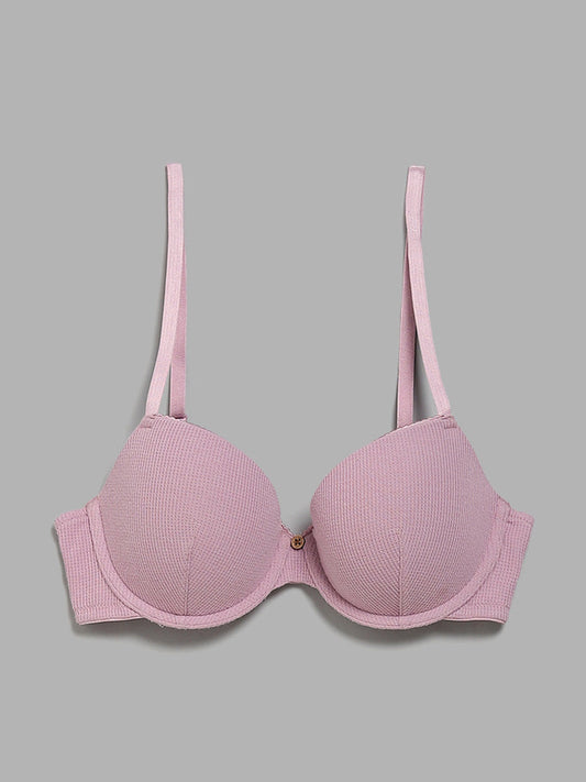 Superstar Wired Waffle Nude Pink Cotton Bra