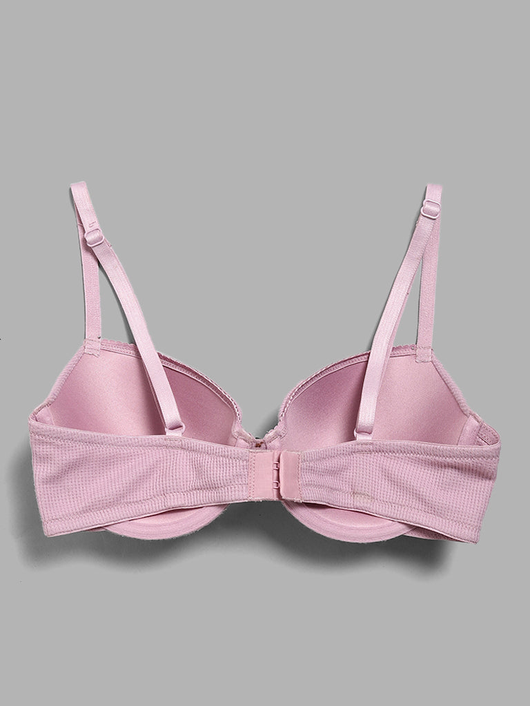 Superstar Wired Waffle Nude Pink Cotton Bra