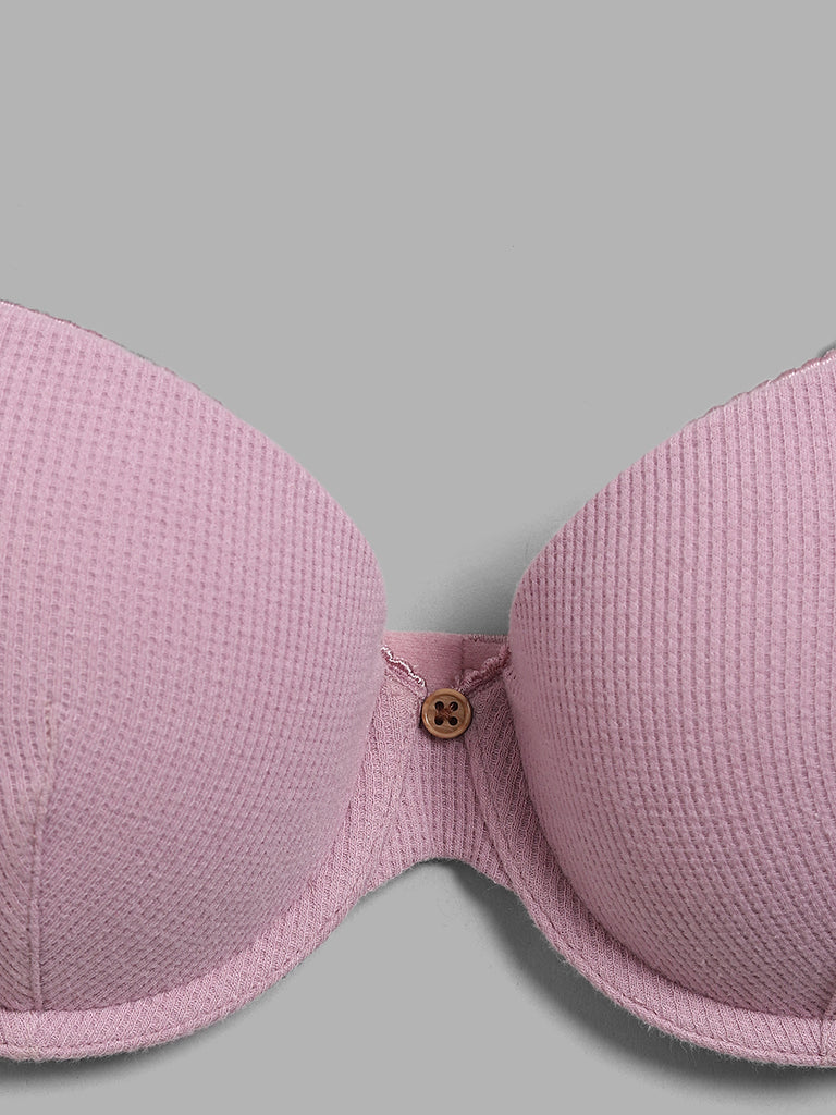 Superstar Wired Waffle Nude Pink Cotton Bra