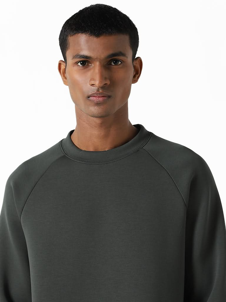 Studiofit Olive Relaxed-Fit Sweatshirt