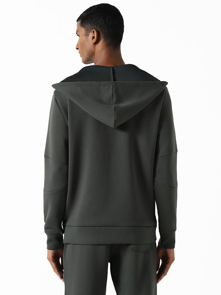 Studiofit Olive Relaxed-Fit Hoodie Jacket