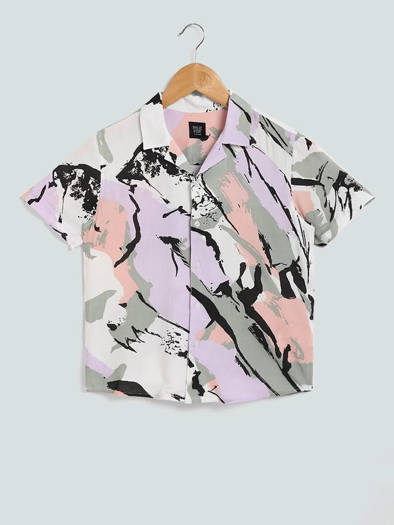 Y&F Kids Abstract Printed Lavender Shirt