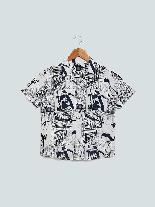 Y&F Kids Printed Black & White Shirt