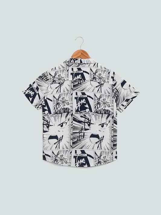 Y&F Kids Printed Black & White Shirt