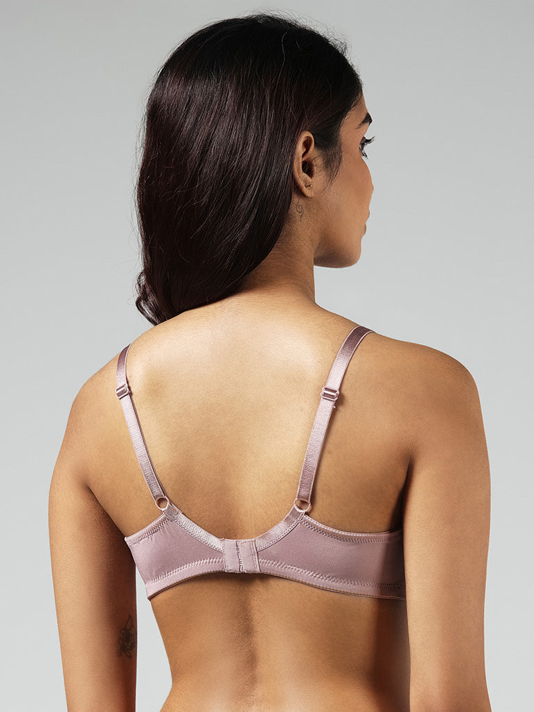 Wunderlove Light Pink Self Striped Unlined Bra