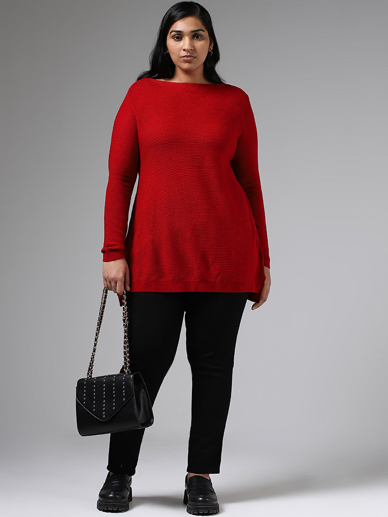 Gia Red Knitted Long Sweater