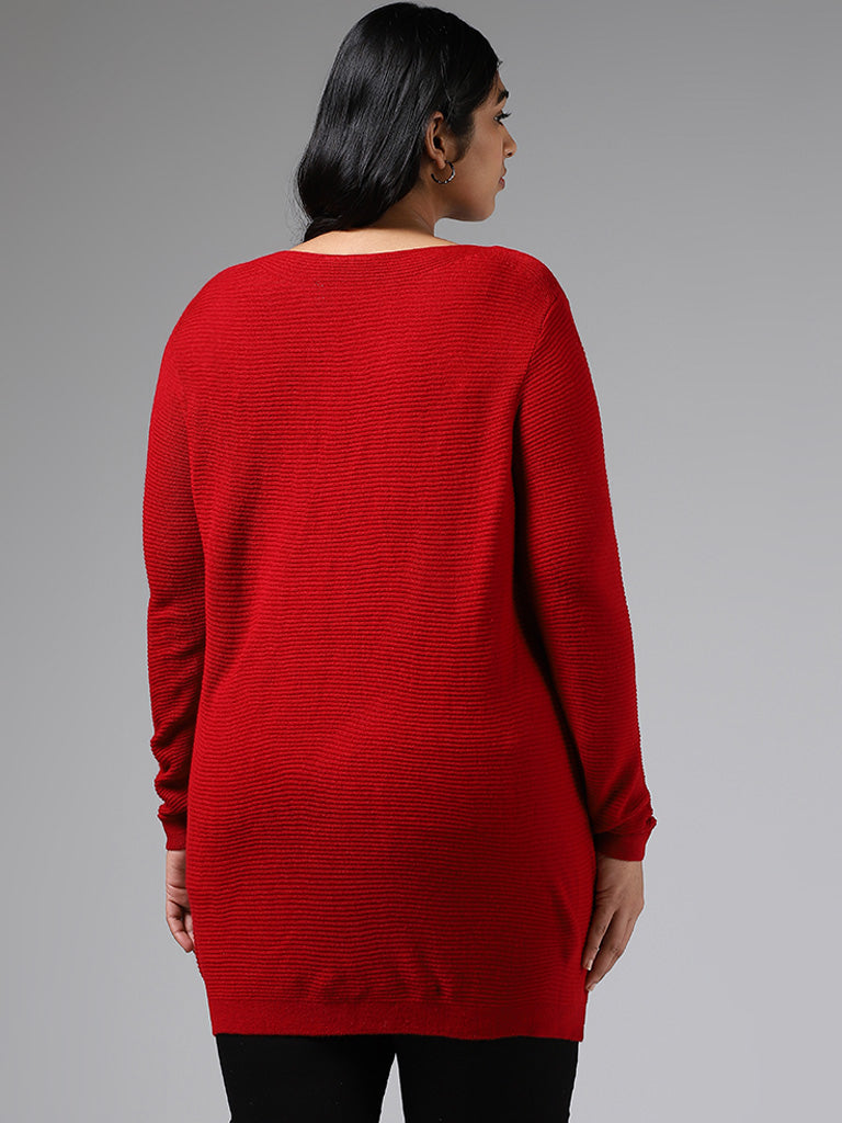 Gia Red Knitted Long Sweater