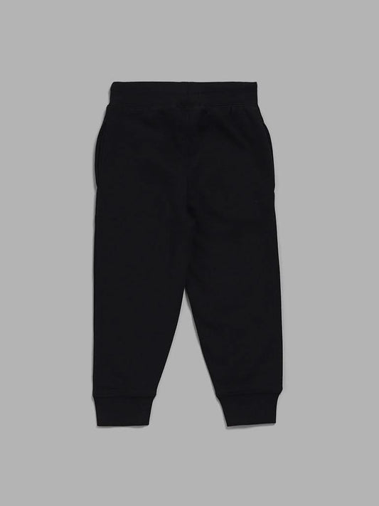 HOP Kids Black Track Flag Printed Joggers