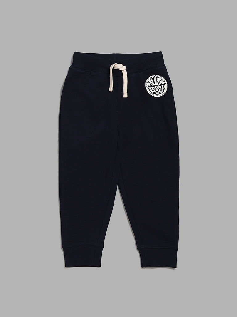 HOP Kids Navy Printed Joggers