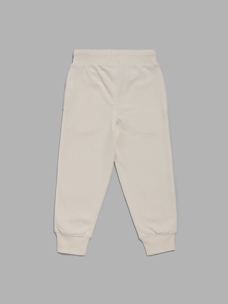 HOP Kids Cream Ribbed Joggers