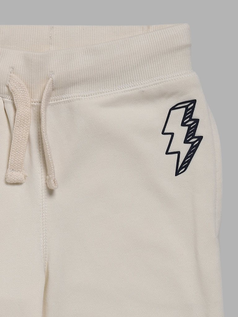 HOP Kids Cream Ribbed Joggers