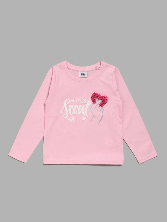 HOP Kids Pink Printed T-Shirt