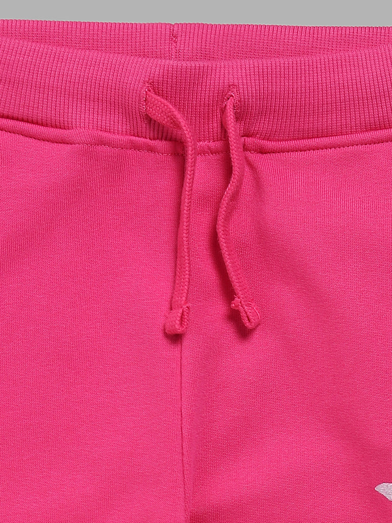 HOP Kids Fuchsia Plain Ribbed Joggers