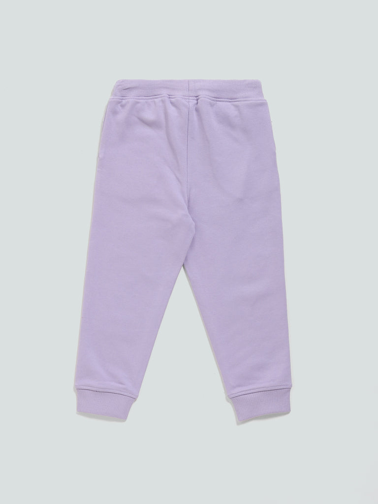 HOP Kids Lilac Plain Ribbed Joggers