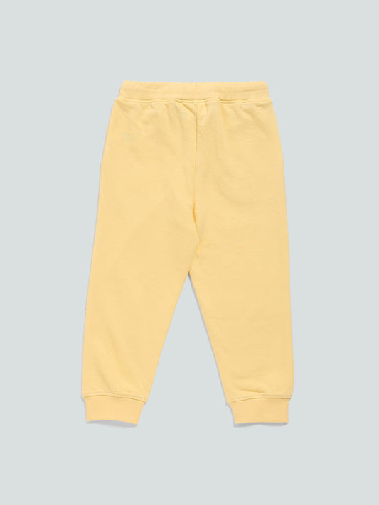 HOP Kids Yellow Shiny Printed Joggers