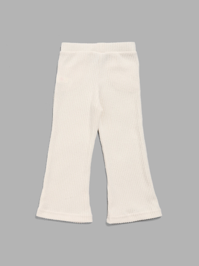 HOP Kids Self-Striped Cream Trousers