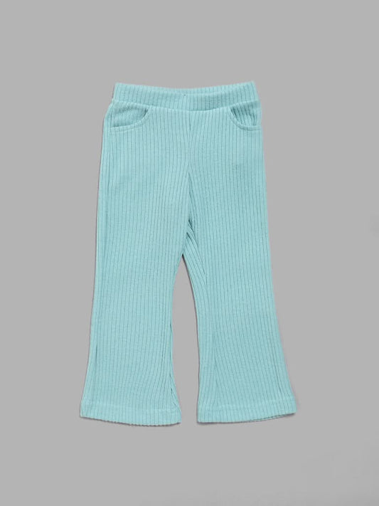 HOP Kids Self-Striped Sky Blue Trousers