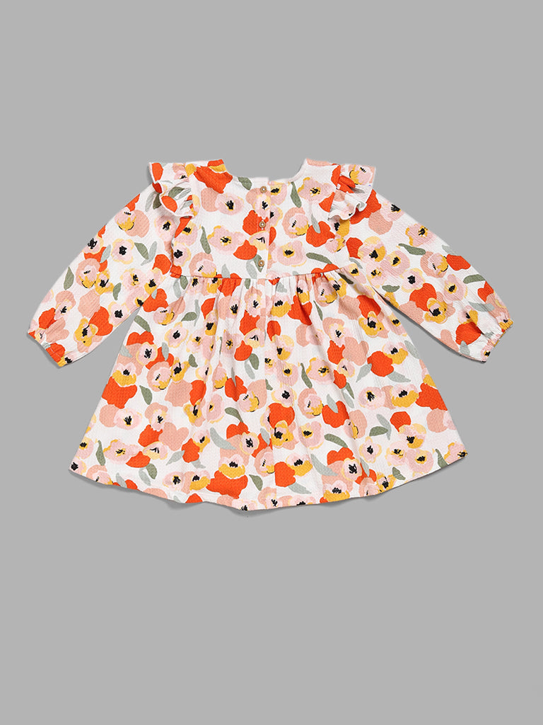 HOP Kids White Floral Printed Dress