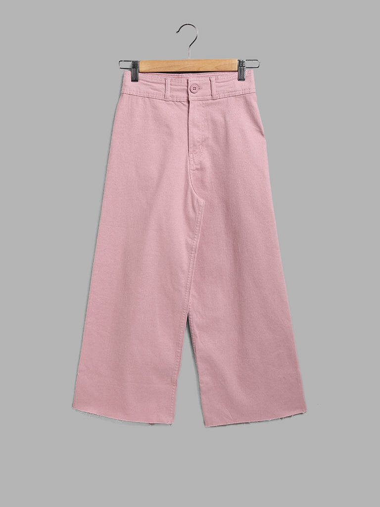 Y&F Kids Light Pink Wide Leg - Fit High - Rise Jeans