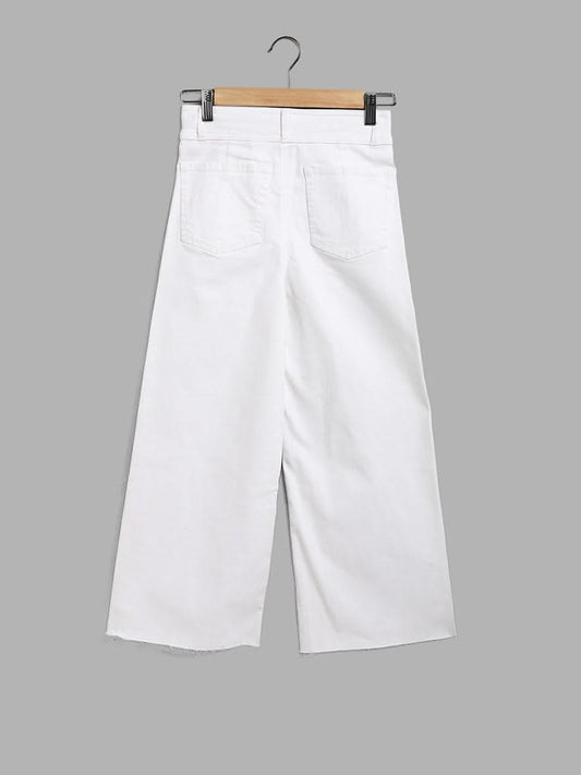 Y&F Kids White Wide Leg - Fit High - Rise Jeans