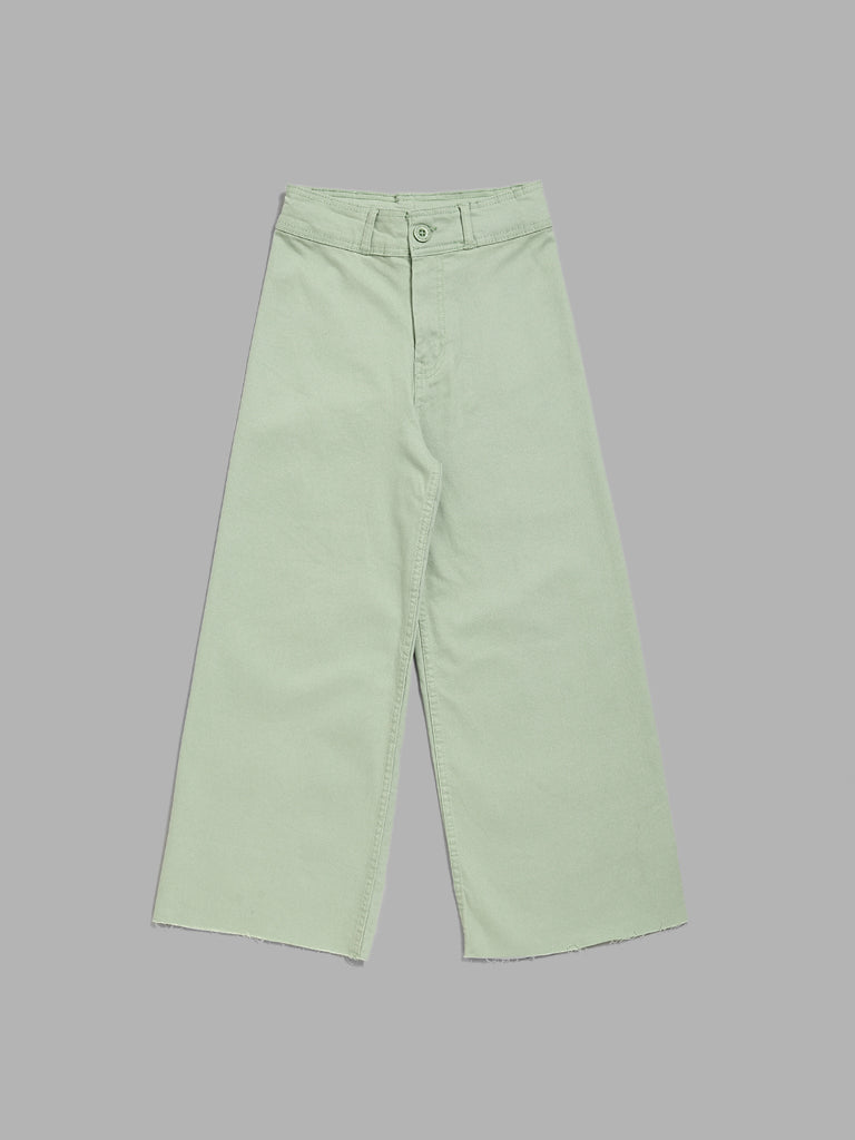 Y&F Kids Sage Green Wide Leg - Fit High - Rise Jeans