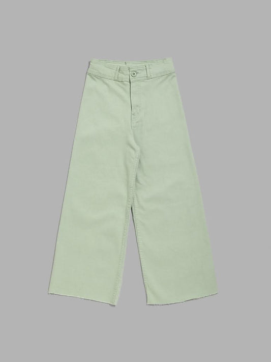 Y&F Kids Sage Green Wide Leg - Fit High - Rise Jeans