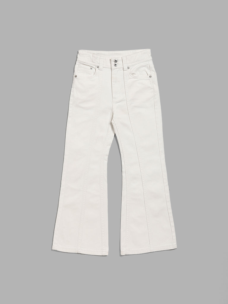 Y&F Kids White Relaxed - Fit Mid - Rise Jeans