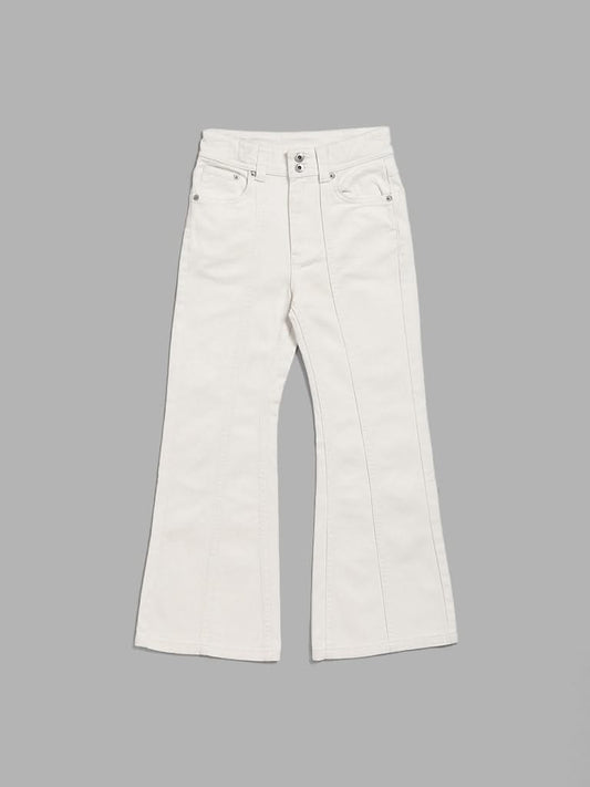 Y&F Kids White Relaxed - Fit Mid - Rise Jeans