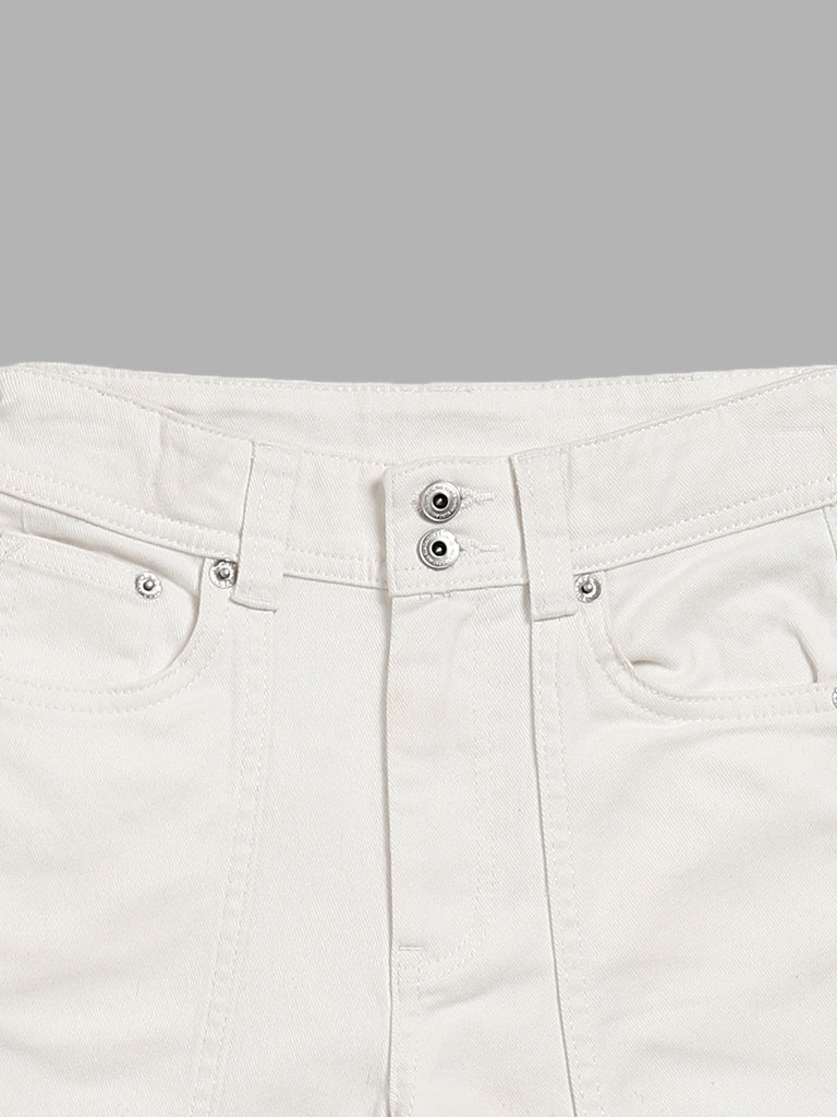 Y&F Kids White Relaxed - Fit Mid - Rise Jeans