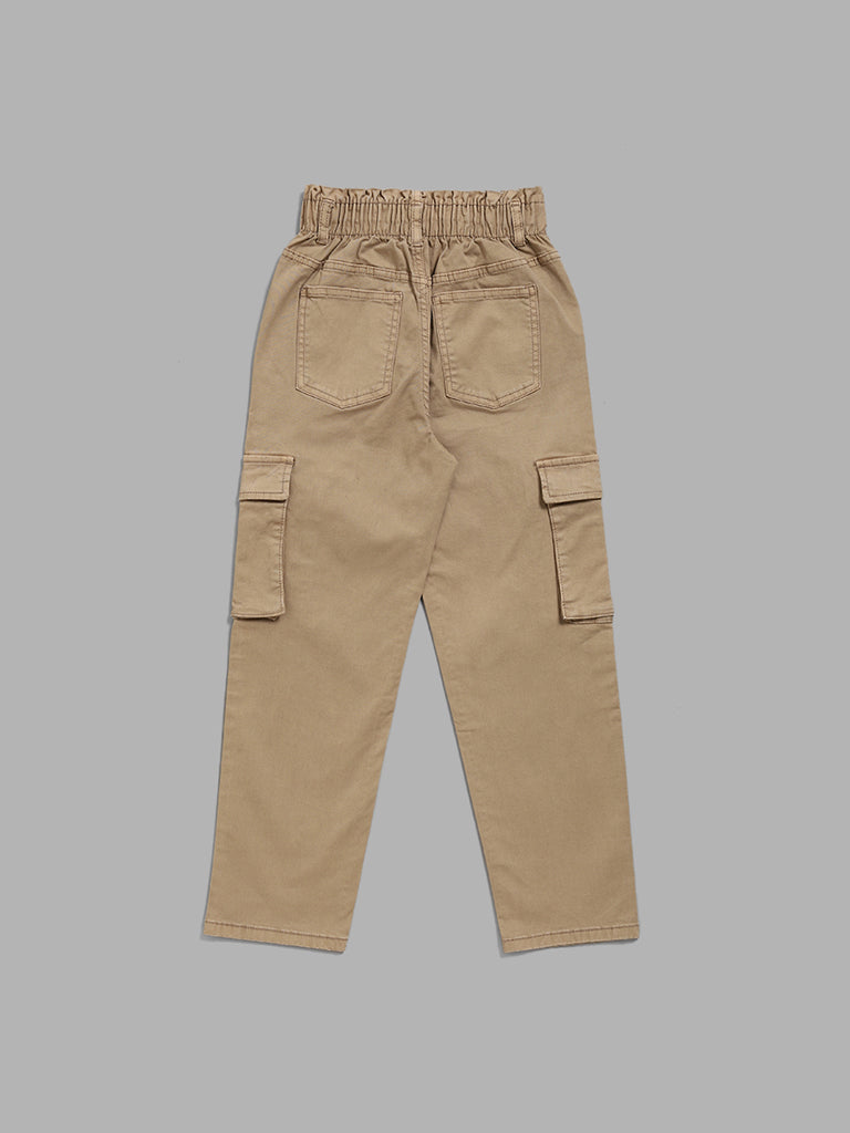 Y&F Kids Beige Relaxed - Fit High - Rise Jeans