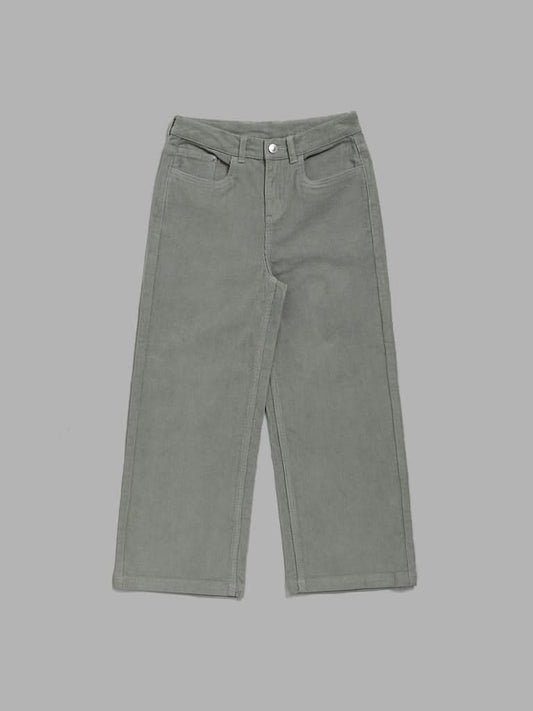 Y&F Kids Solid Grey Corduroy Trousers