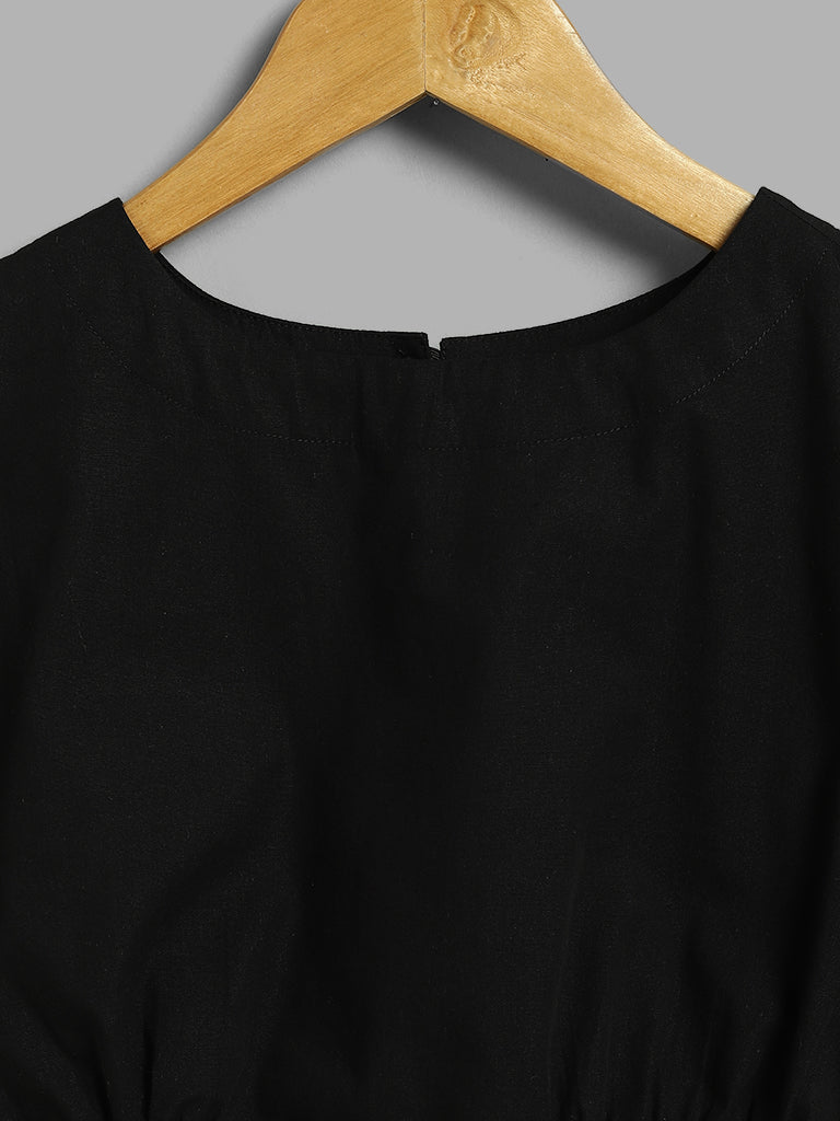 Y&F Kids Black Tie-up Crop Top